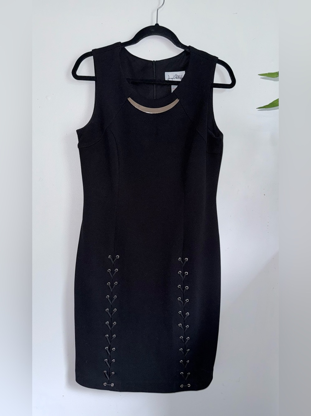 Joseph Ribkoff Black Sleeveless Sheath Dress with Gold Accent Size 12